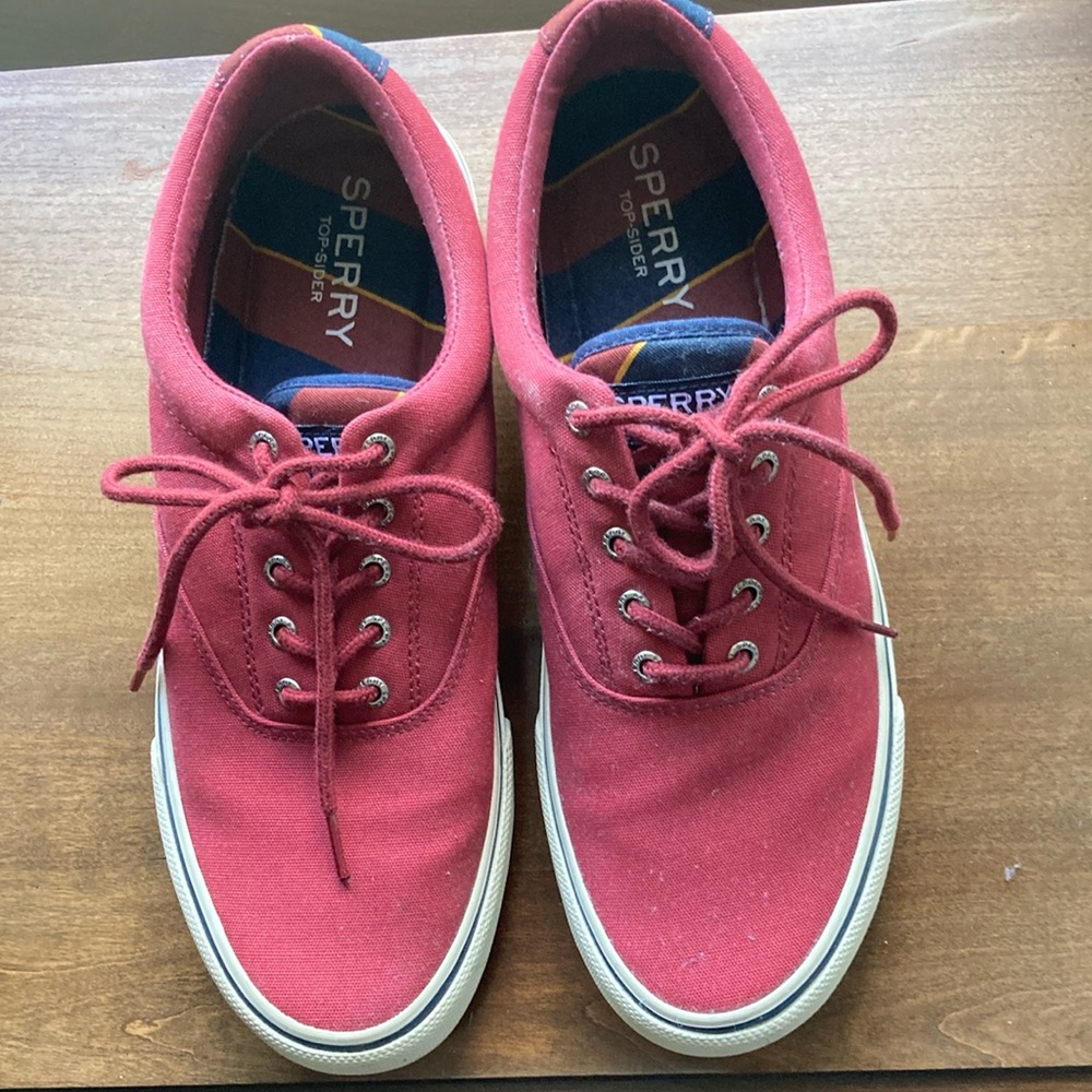 Sperry Red Canvas Boat Shoes with Classic Design
